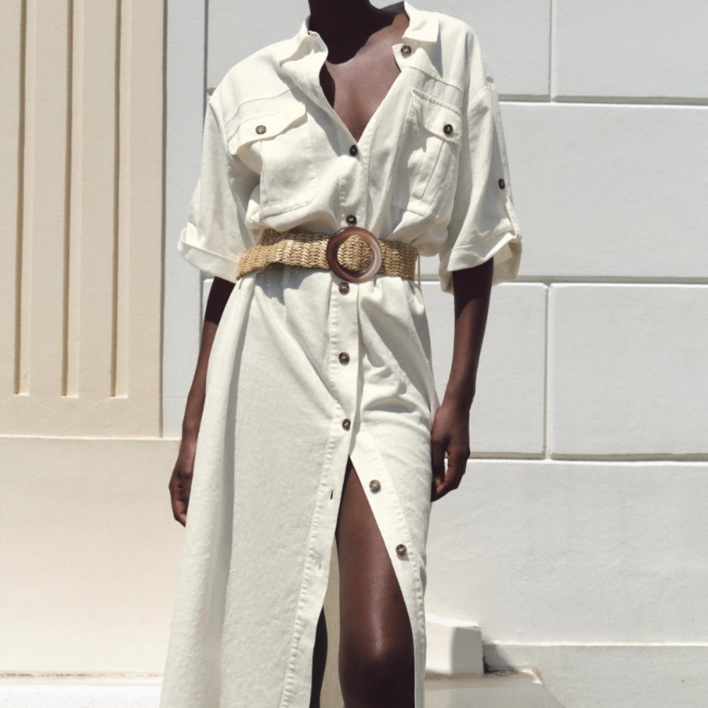 Zara Belted Midi Shirt Dress